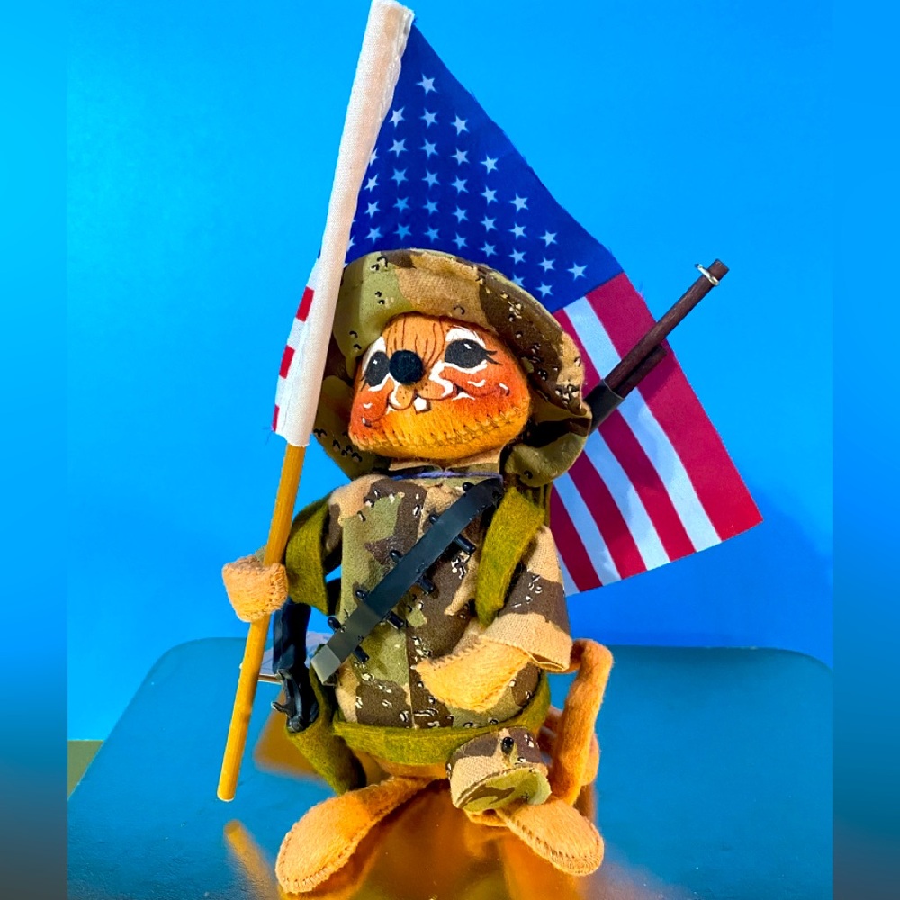 Annalee Orange-Faced Soldier Plush with American Flag